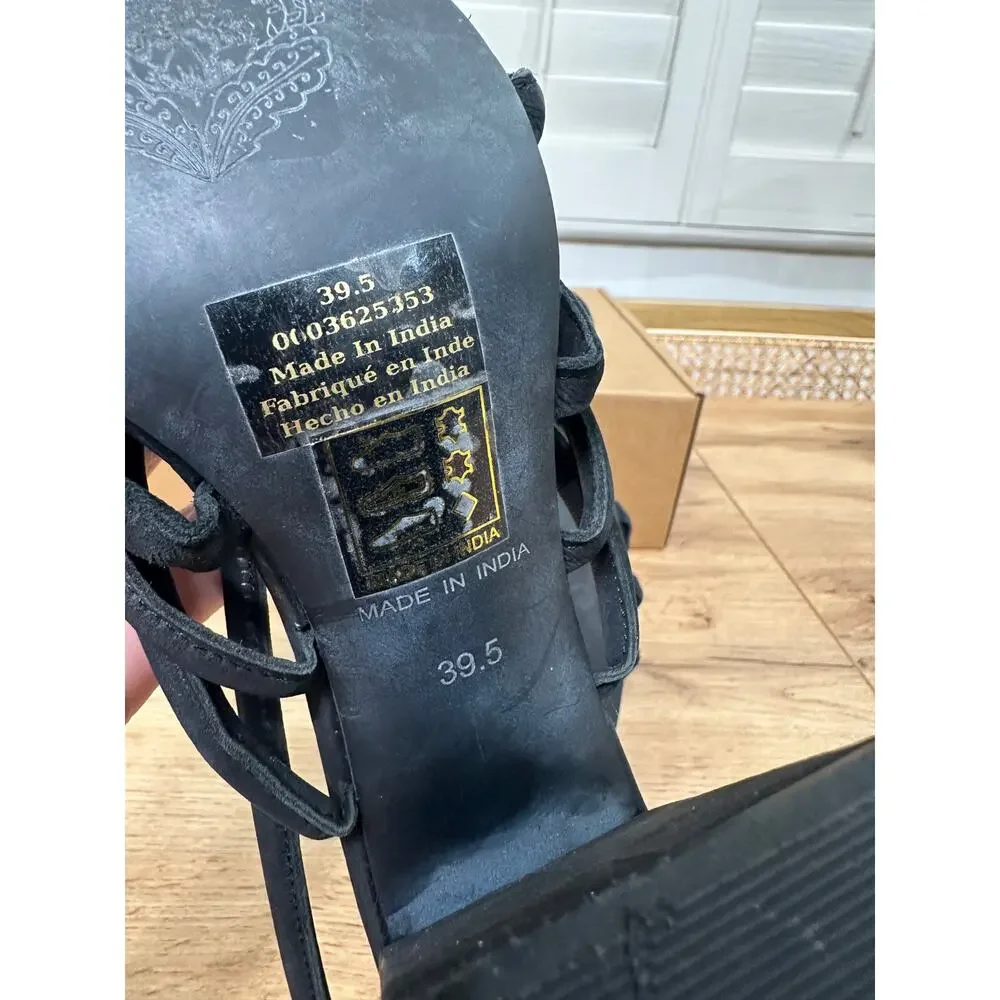 Free People Black Strappy Block Heel Sandals - Picture 13 of 14